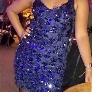 Navy blue fringe dress